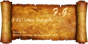 Földes Gergő névjegykártya